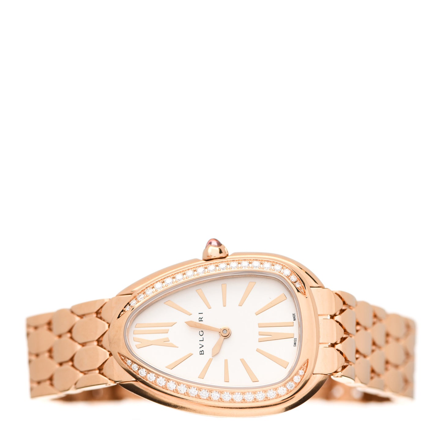 18K Rose Gold Diamond Bezel 33mm Serpenti Seduttori Quartz Watch