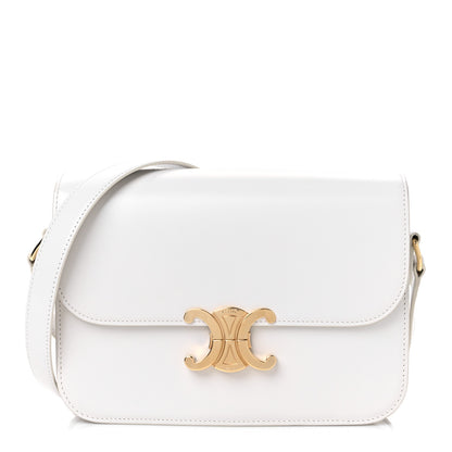 Celine Shiny Calfskin Medium Triomphe White 1 of 10