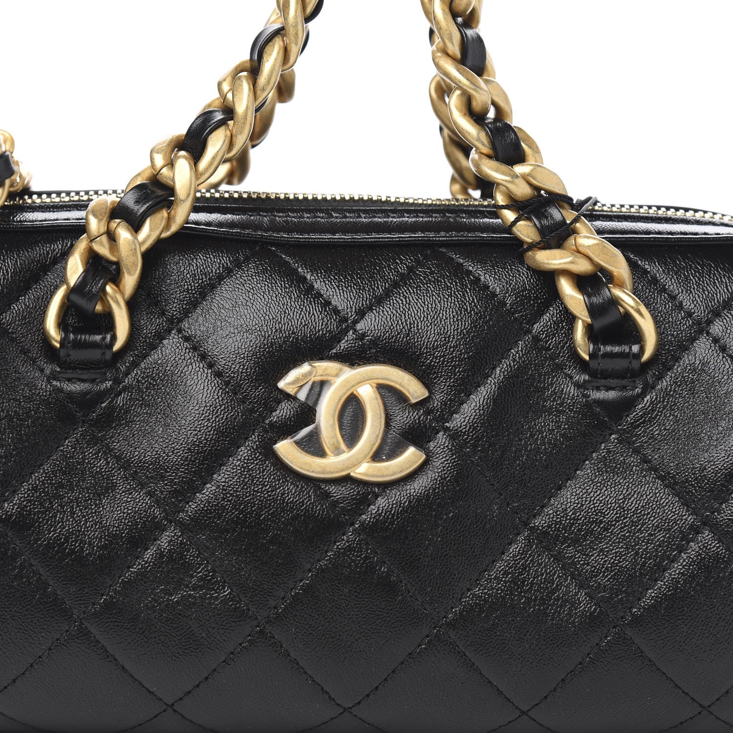 Chanel Shiny Lambskin Quilted Small Fashion Therapy Bowling Bag Black 9 of 10