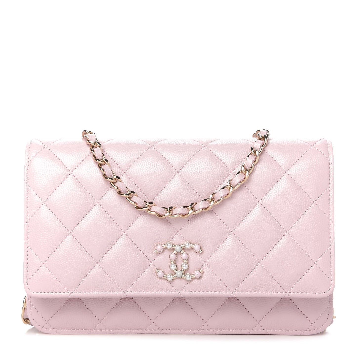 Caviar Quilted Coco Candy Wallet On Chain WOC Light Pink