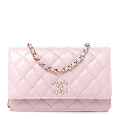 Chanel Caviar Quilted Coco Candy Wallet On Chain WOC Light Pink 1 of 12