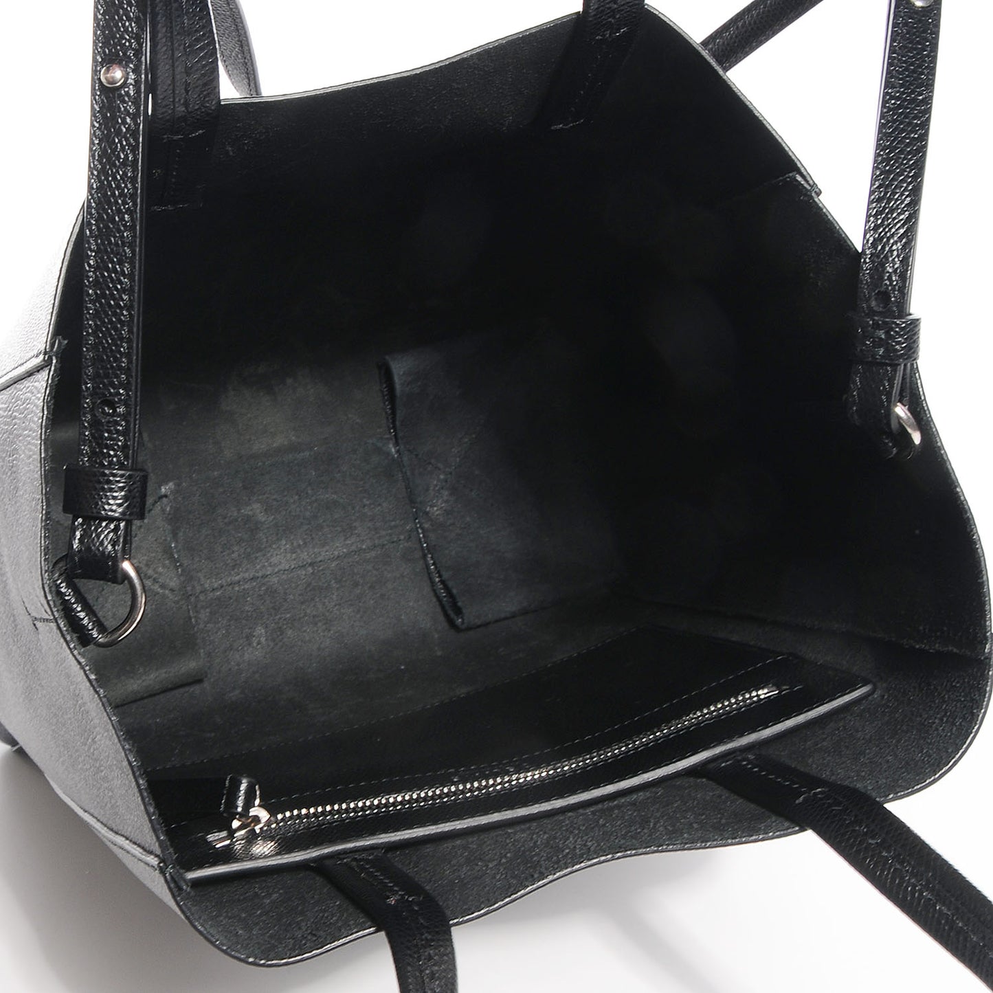 Grained Calfskin Small Vertical Cabas Black