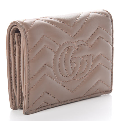 Gucci Calfskin Matelasse GG Marmont Card Case Wallet Porcelain Rose 3 of 9