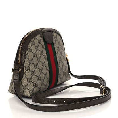 Gucci GG Supreme Monogram Textured Dollar Calfskin Web Small Ophidia Dome Shoulder Bag Beige Ebony New Acero 3 of 11