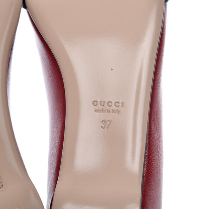 Gucci Calfskin Web Bow Ballerina Flats 37 Red 6 of 9