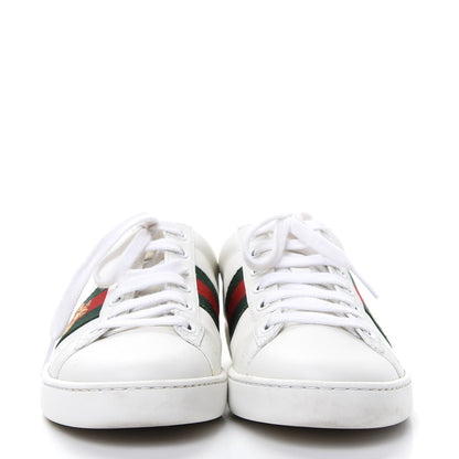 Gucci Calfskin Web Bee Embroidered Womens Ace Sneakers 37 White Green 2 of 11