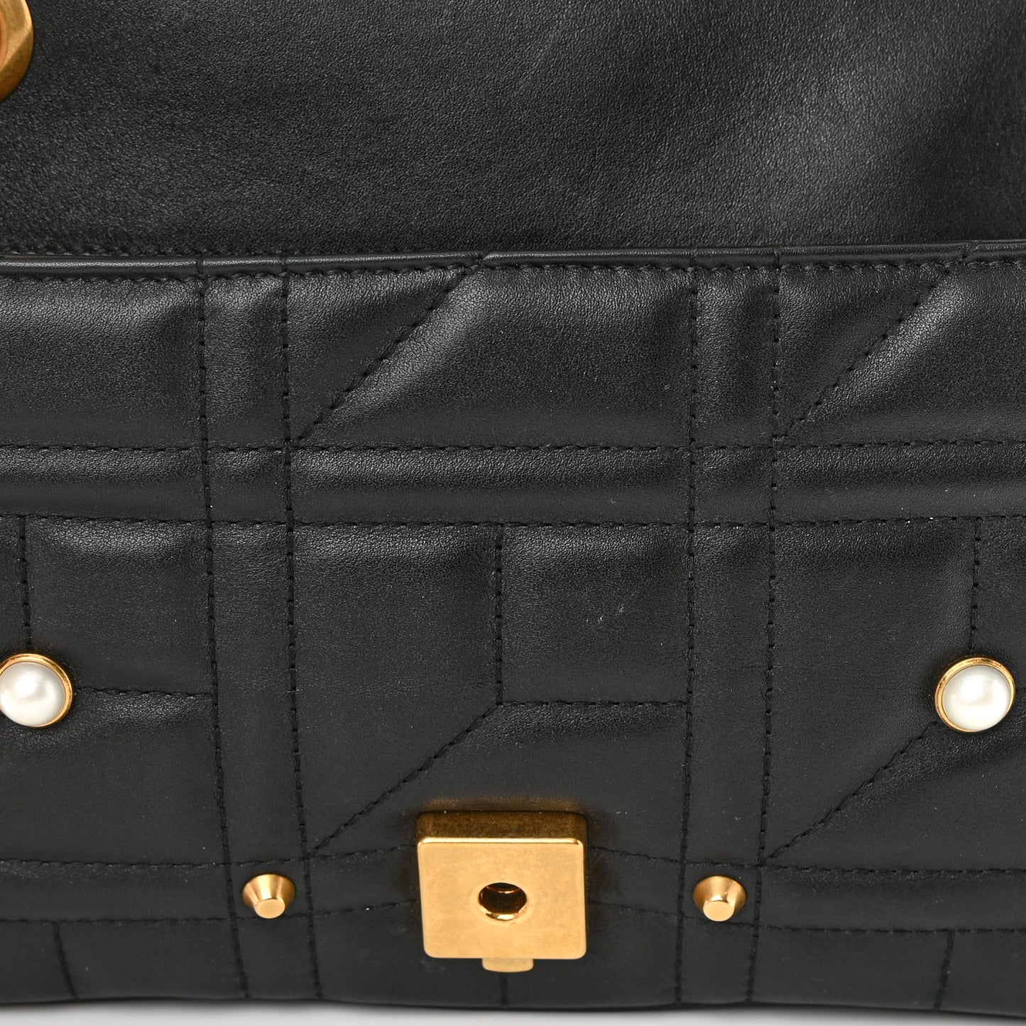 Calfskin Matelasse Studded Small Pearly GG Marmont Shoulder Bag Black