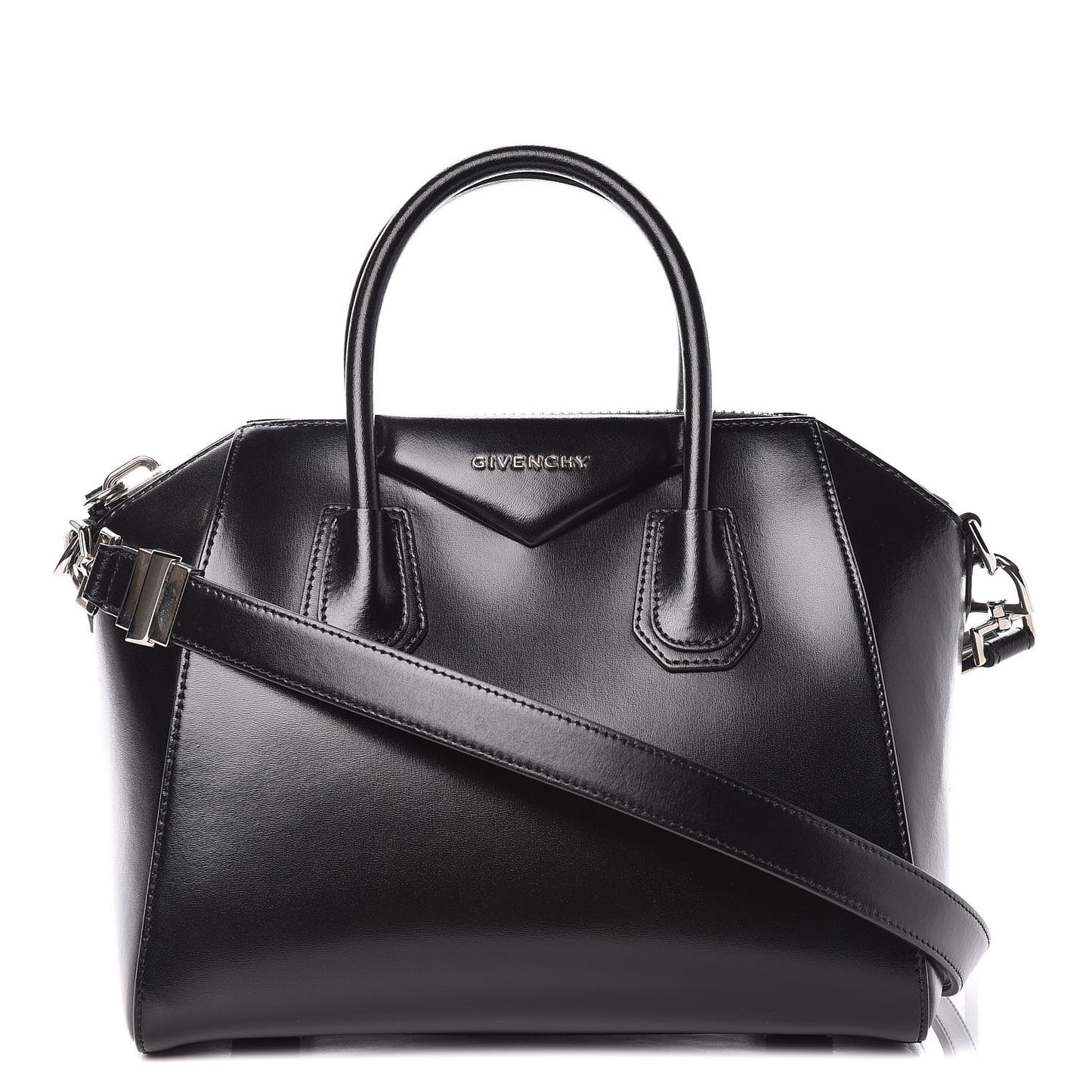 Shiny Lord Calfskin Small Antigona Black