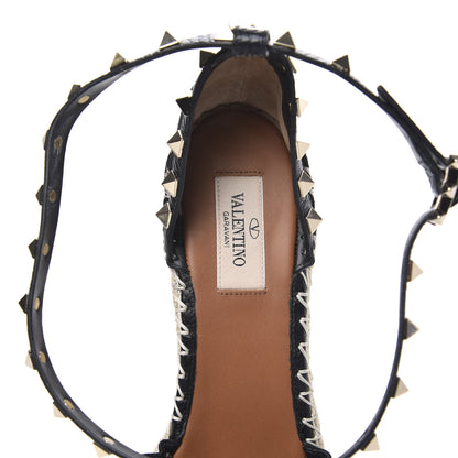 Valentino Garavani Canvas Butterfly Embroidered Rockstud Ankle Wrap Espadrille 15/85mm Wedges 39 Black 7 of 9
