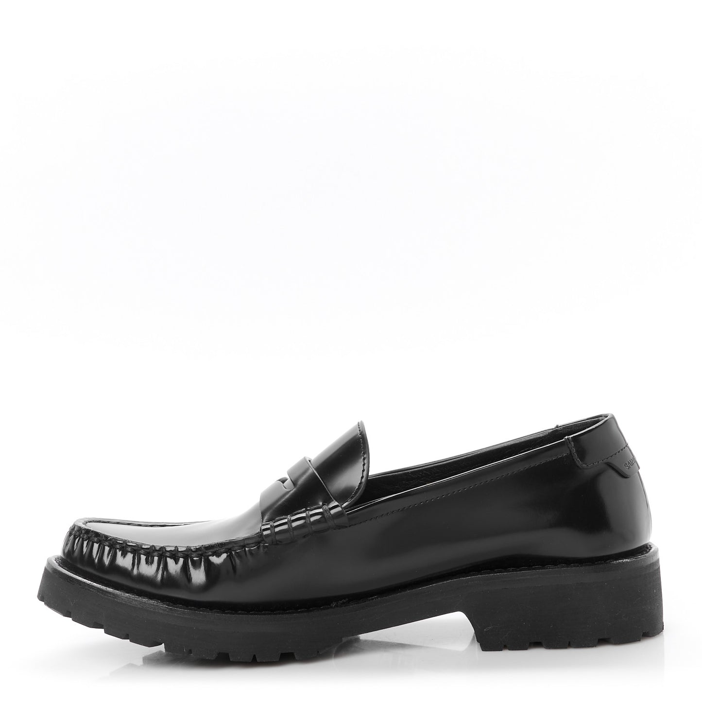 Glazed Calfskin Chunky Le Loafer Penny Slippers 38 Black