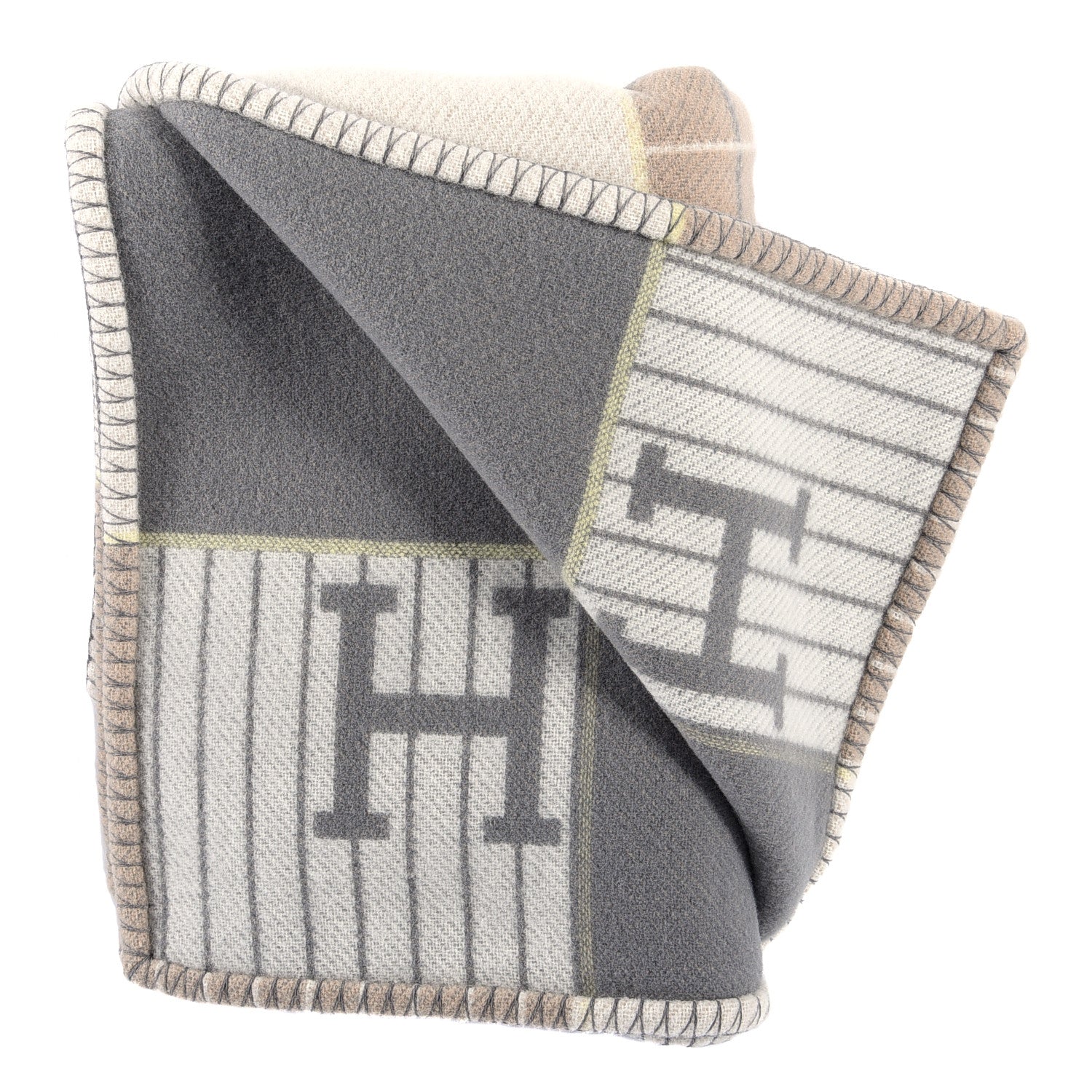 Hermes Wool Cashmere Avalon Passe-Passe Blanket Naturel 2 of 3