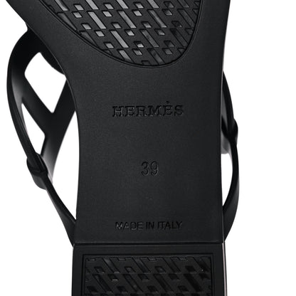 Hermes Rubber Womens Egerie Sandals 39 Black 6 of 10