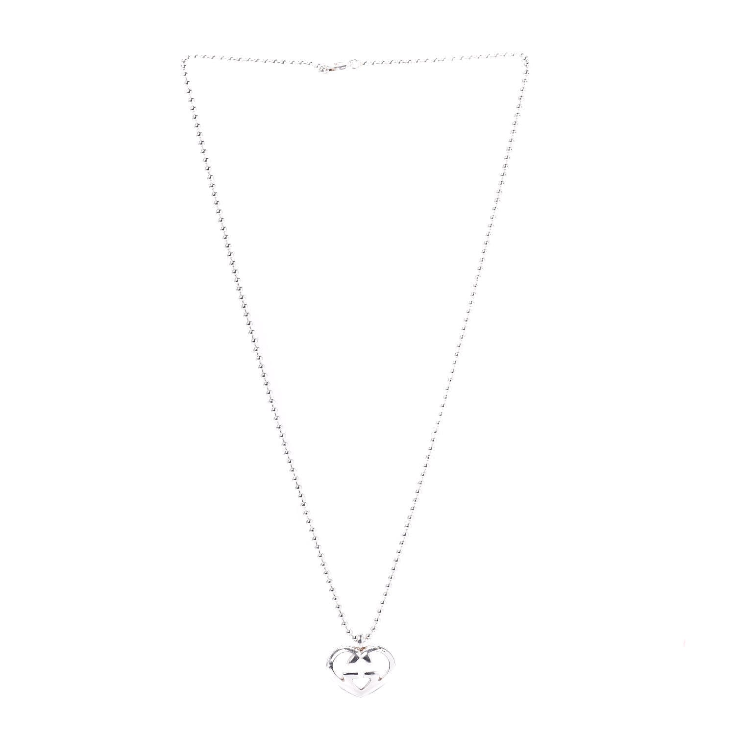 Gucci Sterling Silver Britt Heart Pendant Necklace 3 of 4
