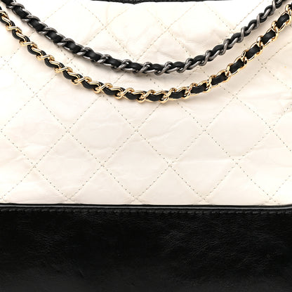 Chanel Aged Calfskin Quilted Medium Gabrielle Hobo Black White 8 of 12
