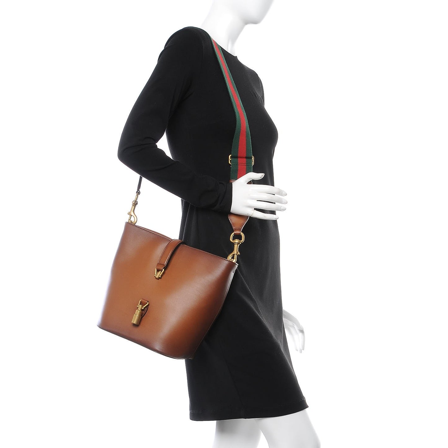 Soft Leather Small Jackie Bucket Bag Brown
