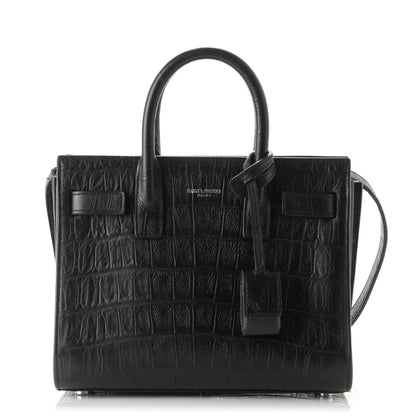 Saint Laurent Calfskin Crocodile Embossed Nano Sac De Jour Black 1 of 7