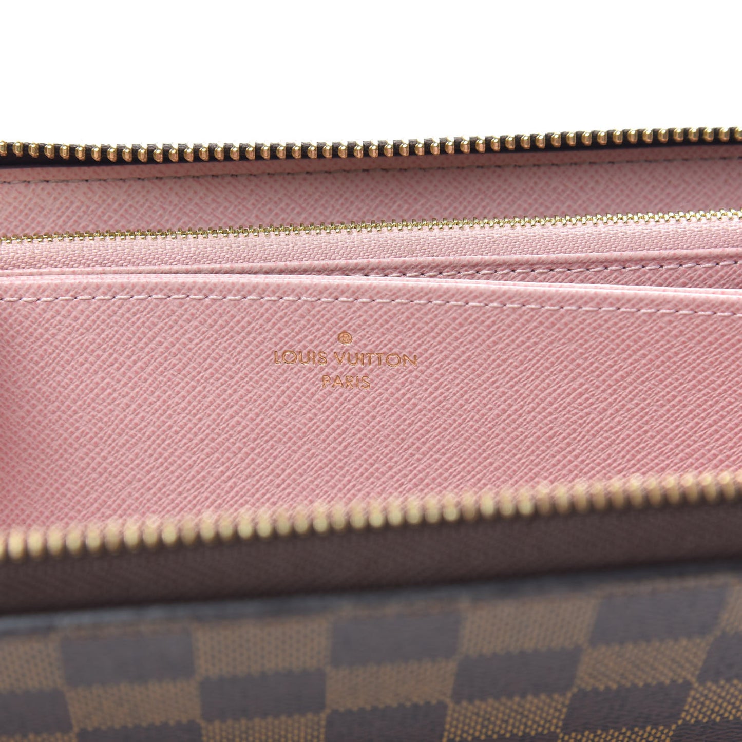 Damier Ebene Zippy Wallet Rose Ballerine