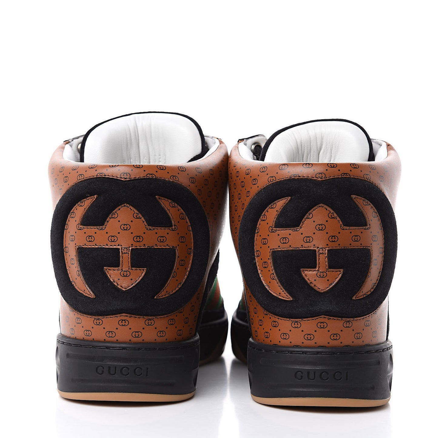 X DAPPER DAN Calfskin Suede GG Micro Monogram Mens High Top Sneakers 9 Brown
