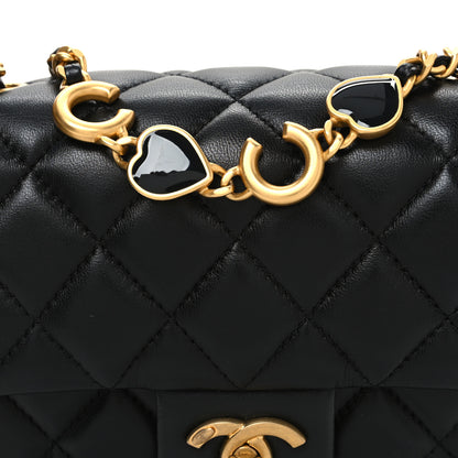 Chanel Lambskin Enamel Quilted Mini Coco Hearts Square Flap Black 8 of 10