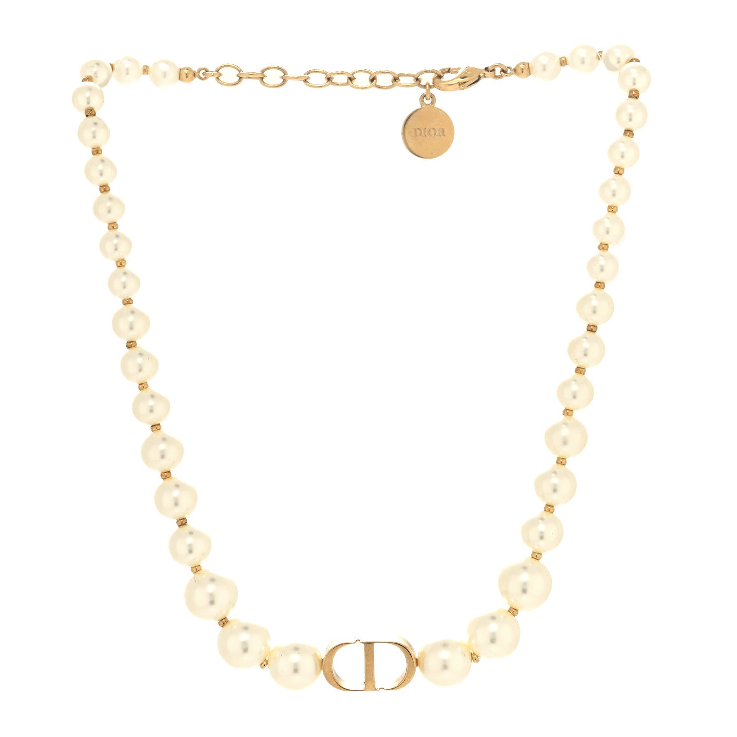 Christian Dior Pearl 30 Montaigne Choker Necklace Gold 1342322