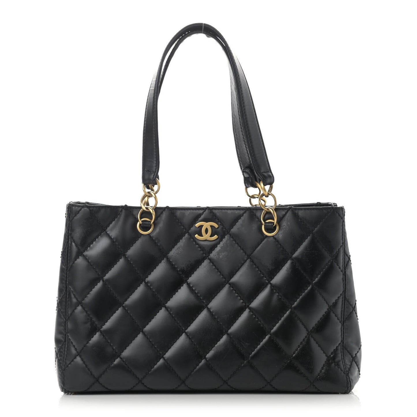 Calfskin Stitch Surpique Tote Black