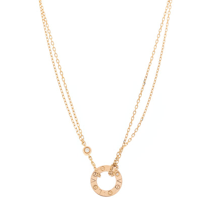 Cartier 18K Pink Gold 2 Diamond LOVE Necklace 1 of 5