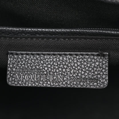 Alexander McQueen Pebbled Calfskin Small Skull Padlock Zip Around Tote Black 6 of 14