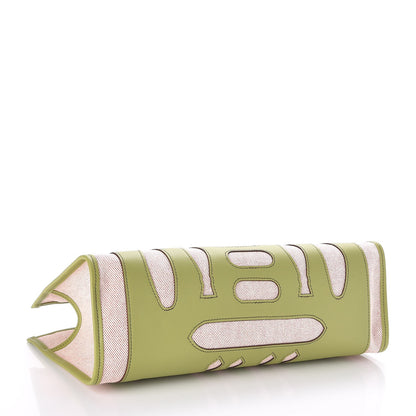Hermes Swift Toile Petit H Decoupe Basse PM Skeleton Tote Natural Vert Anis 4 of 8