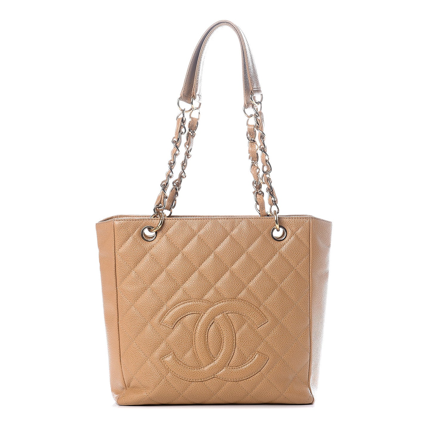 Caviar Quilted Petit Shopping Tote PST Beige