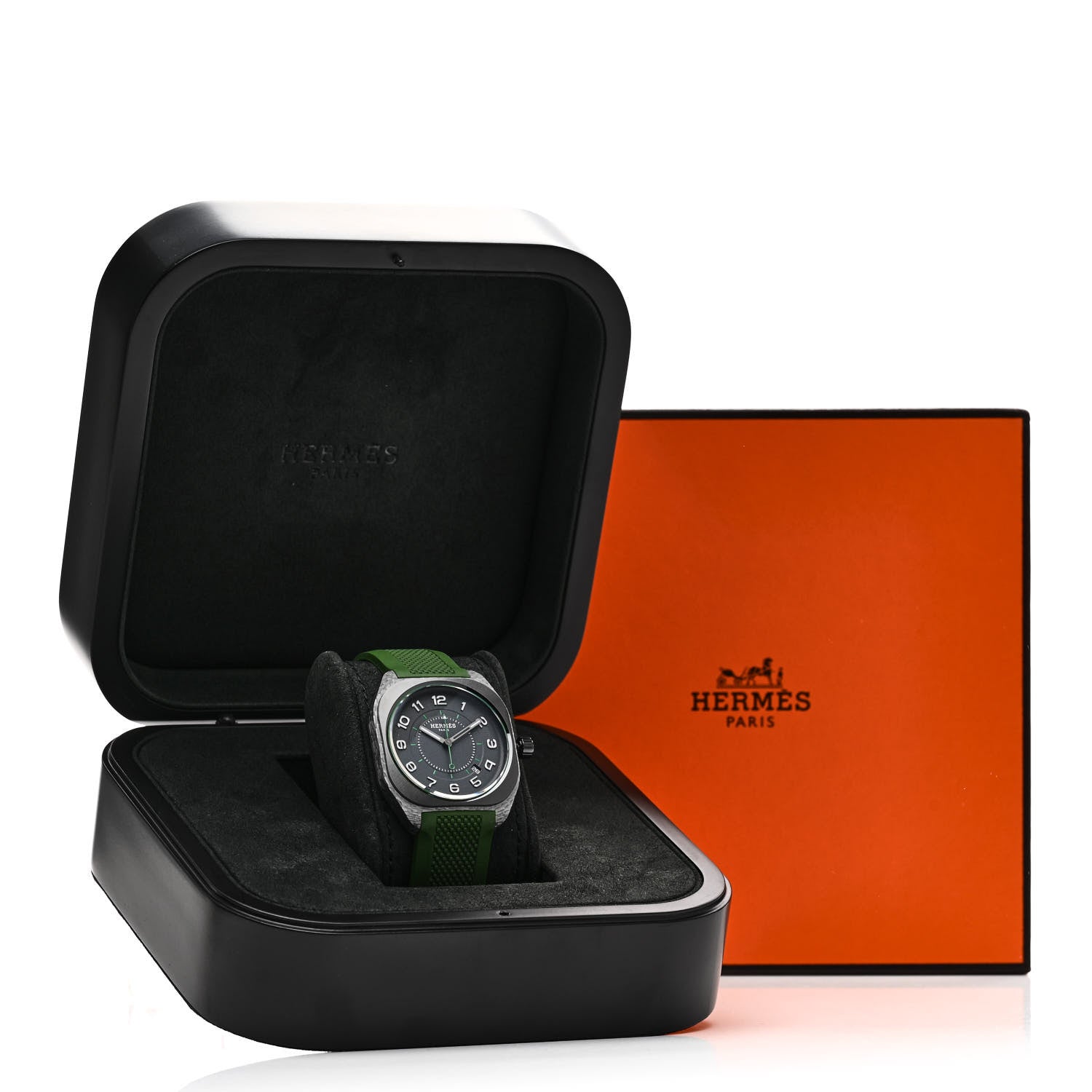 Hermes Glass Fiber Ceramic Rubber 39mm H08 Automatic Watch Vert 5 of 5