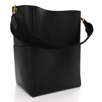 Celine Soft Grained Calfskin Sangle Bucket Bag Black 3 of 9