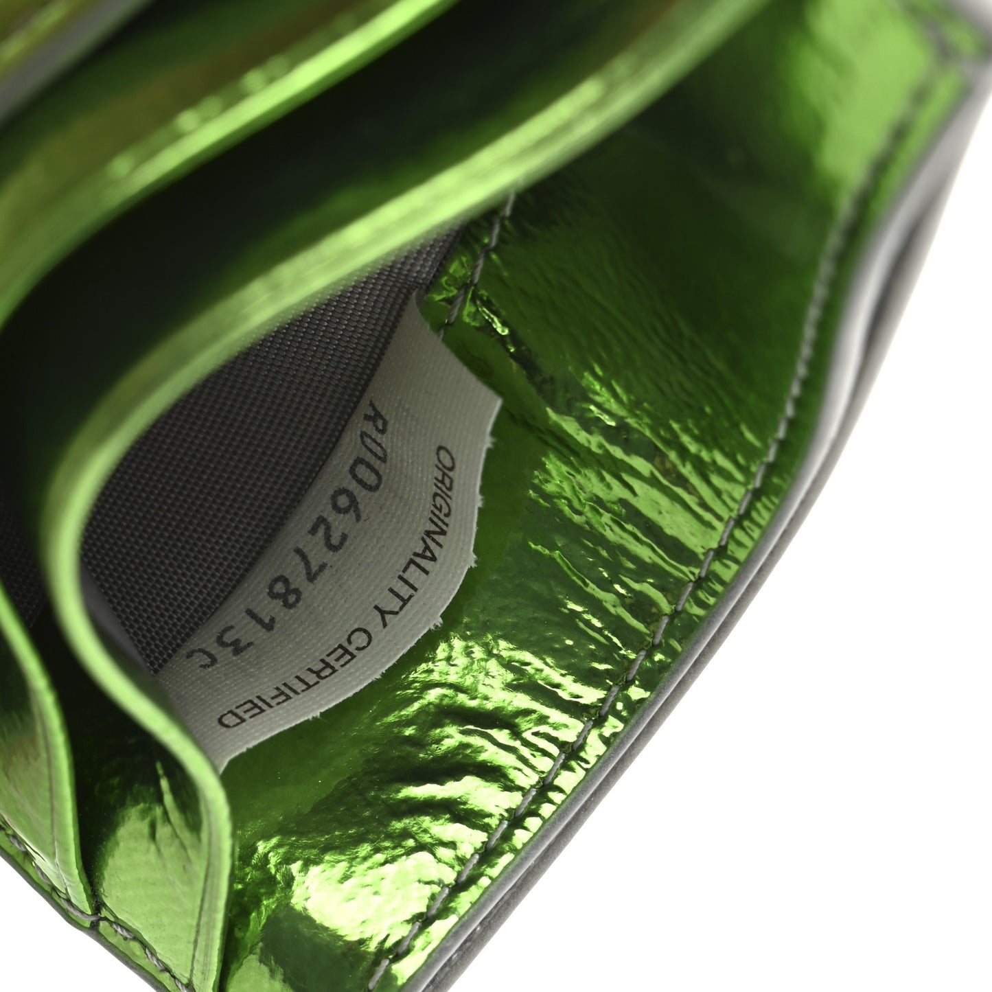 Metallic Laminated Goatskin Degrade Intrecciato Credit Card Case Silver Fresh Mint