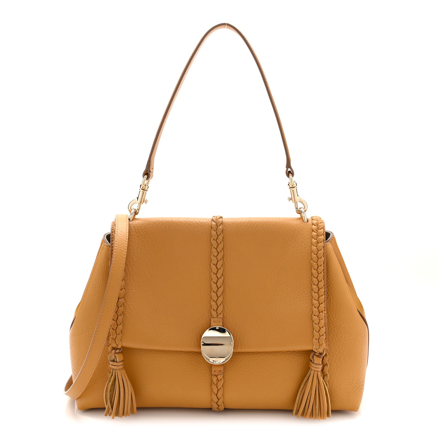 Grained Calfskin Medium Penelope Shoulder Bag Dusty Gold