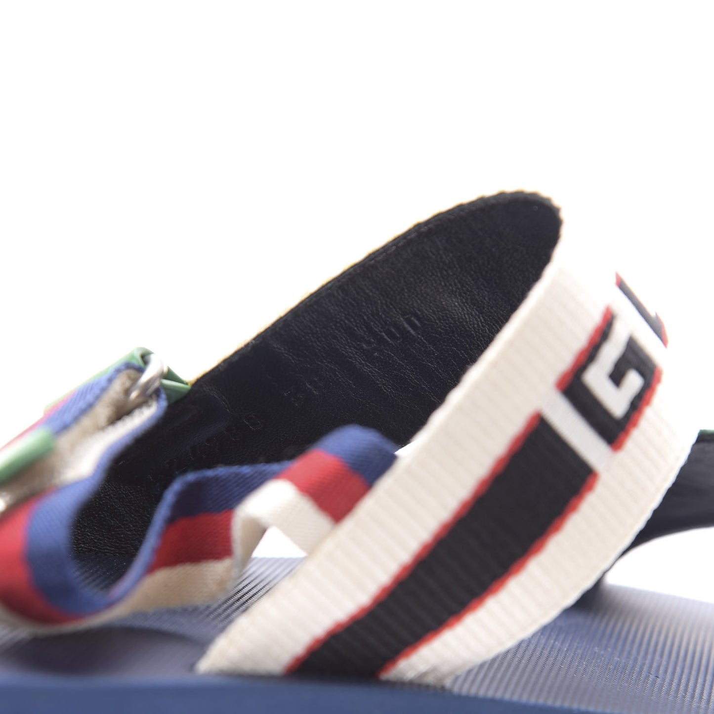 Canvas Logo Stripe Flatform Slingback Sandals 38 Green Red Blue