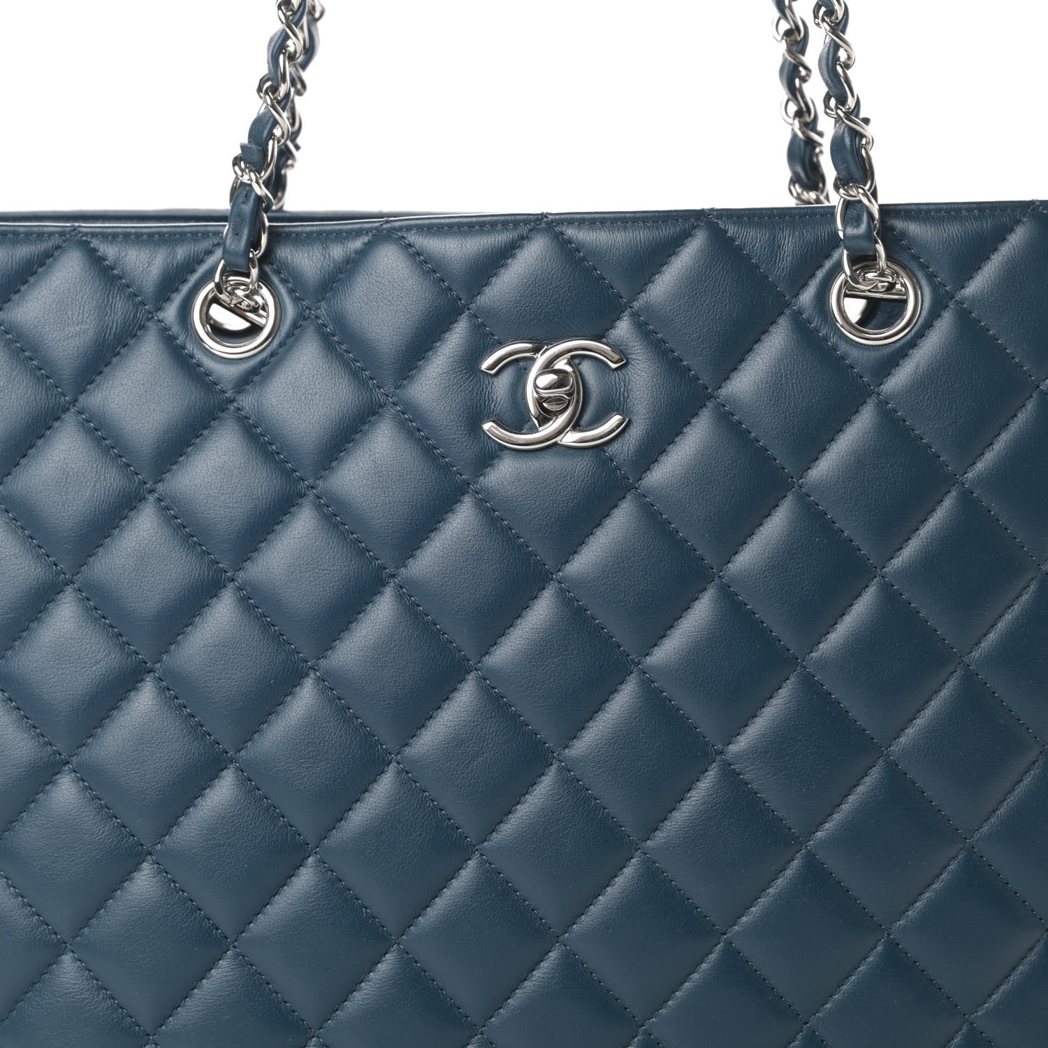 Chanel Lambskin Quilted Large Classic Shopping Tote Blue 8 of 12