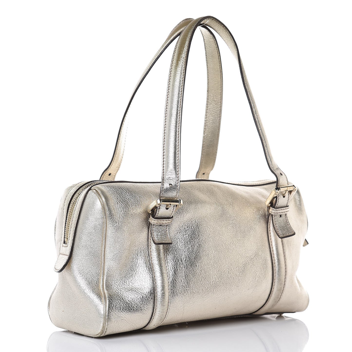 Metallic Calfskin Small Britt Boston Gold