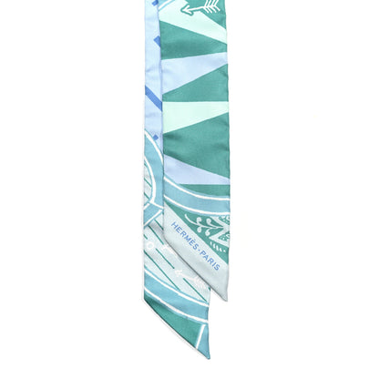 Hermes Silk Jeu de Soie Uniforme Twilly Aqua Celadon Ciel 2 of 5