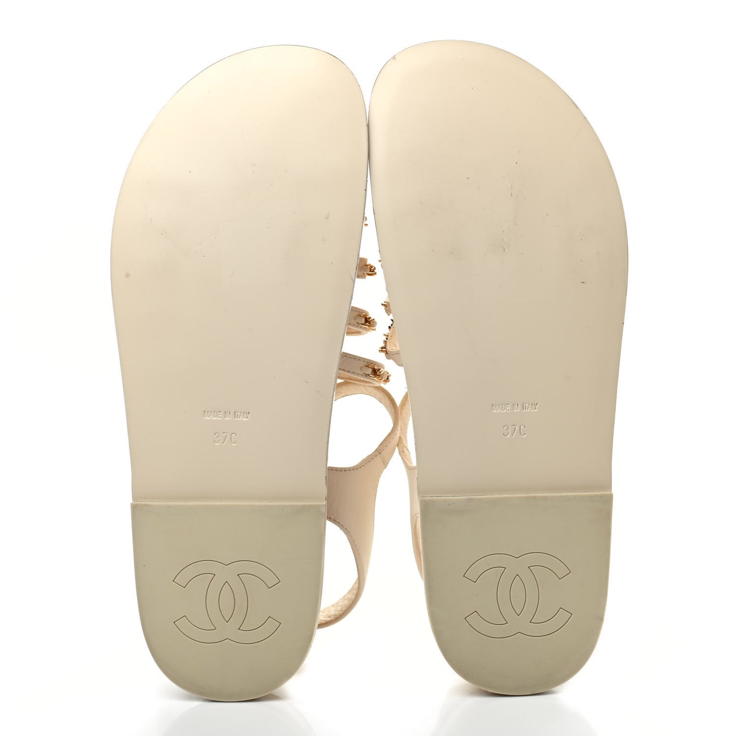 Lambskin Chain Platform Sandals 37 White