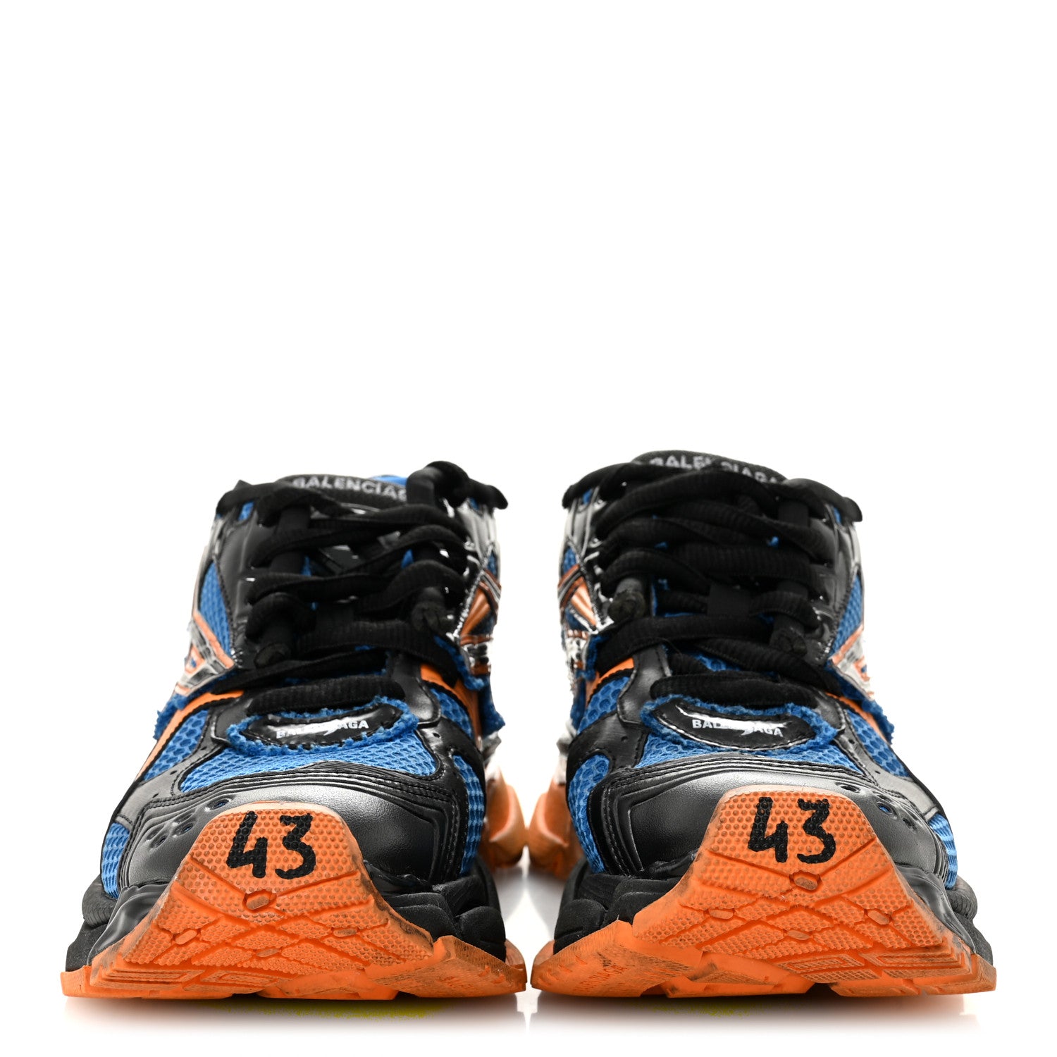 Balenciaga Mesh Rubber Bi-Color Mens Runner Sneakers 10 Blue Orange Black White 3 of 10