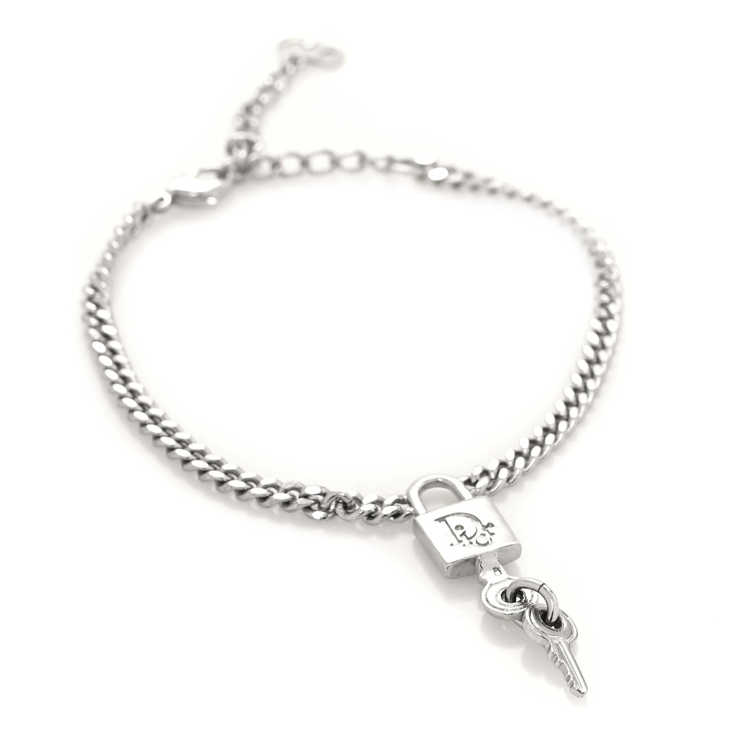 Metal Lock and Key Bracelet Silver