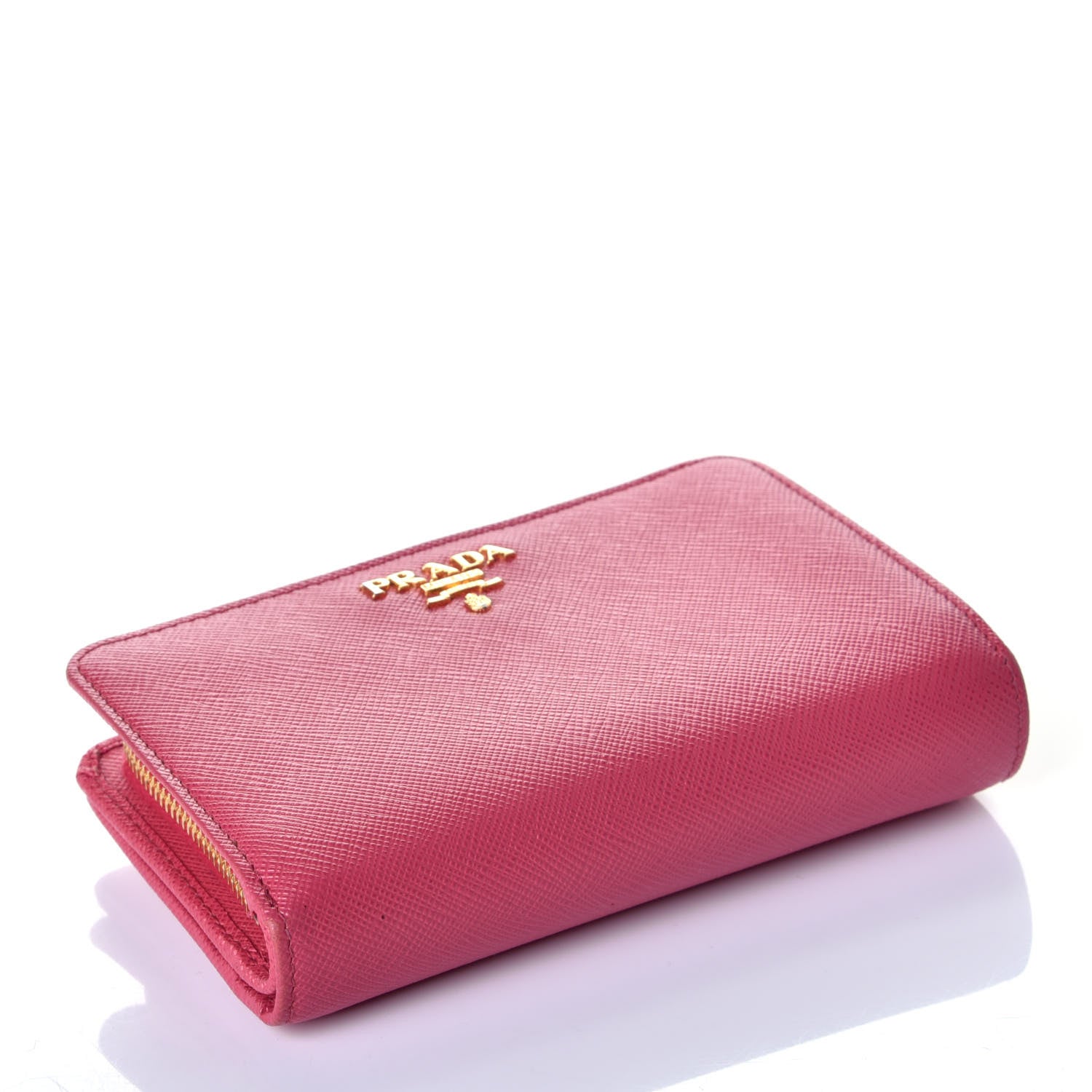 Prada Saffiano Metal Compact Wallet Peonia 4 of 9