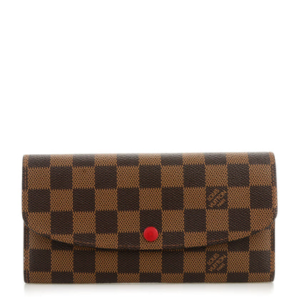 Louis Vuitton Damier Ebene Emilie Wallet Red 1 of 7
