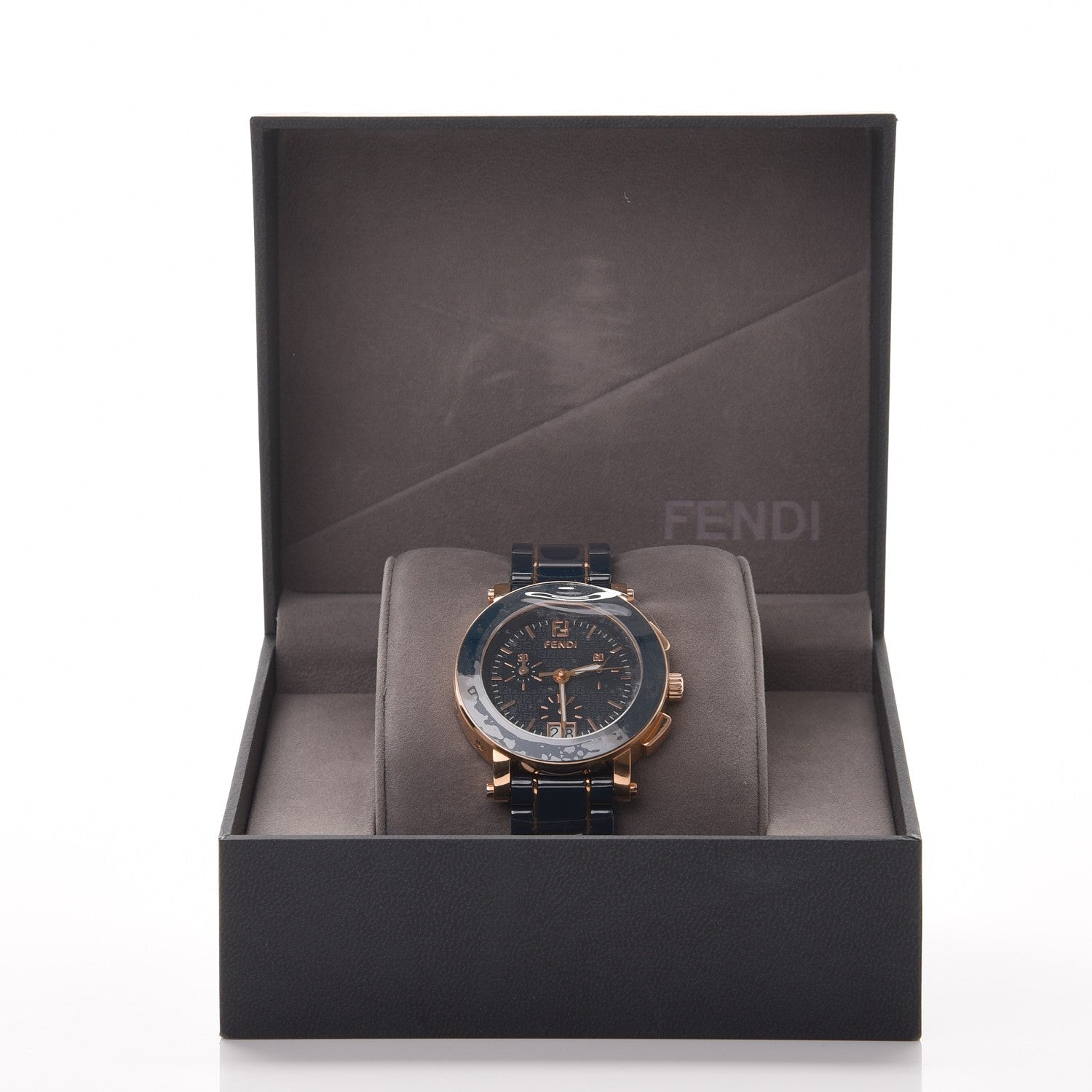 Fendi Stainless Steel Ceramic 38mm Chronograph Quartz Watch Blue 7 of 7