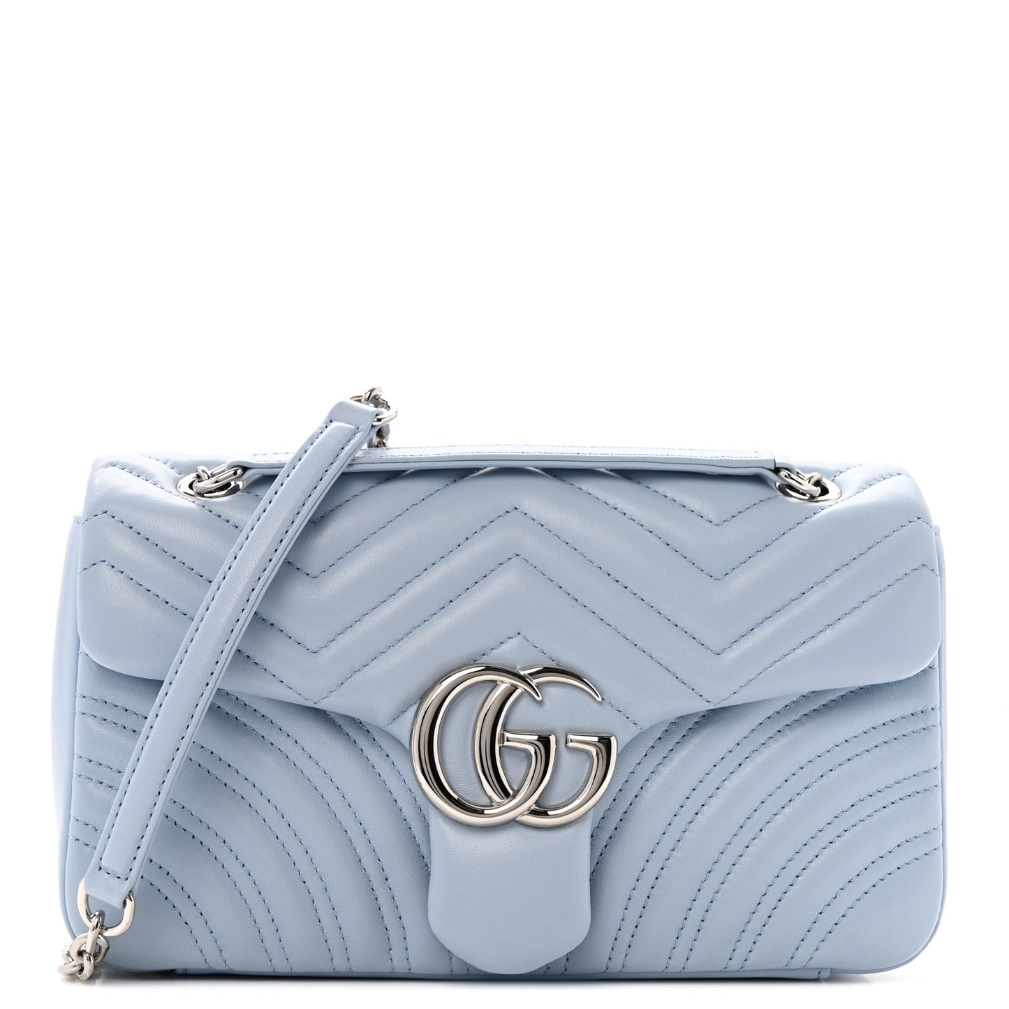 Lambskin Matelasse Medium GG Marmont Shoulder Bag Light Blue