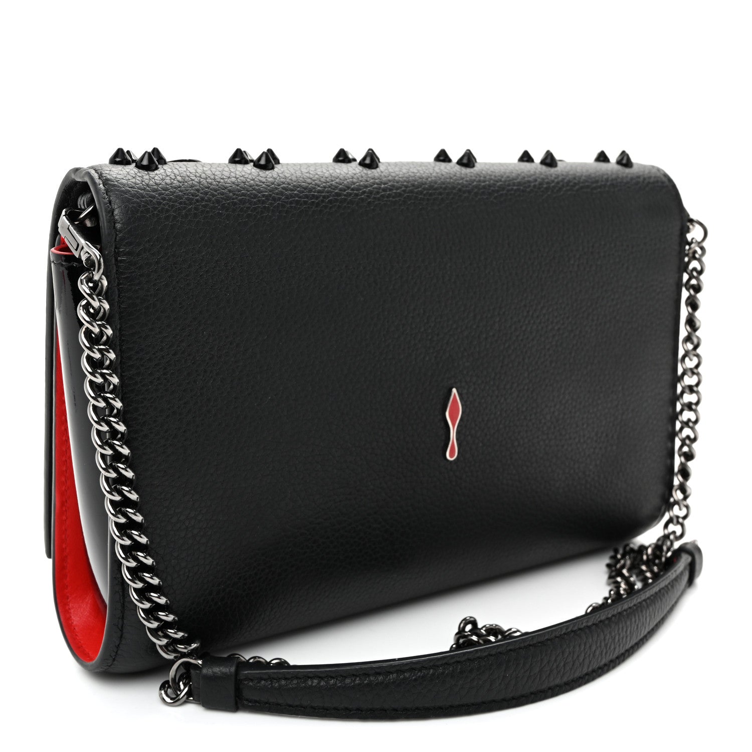 Christian Louboutin Calfskin Spikes Loubinthesky Paloma Clutch Black 3 of 10