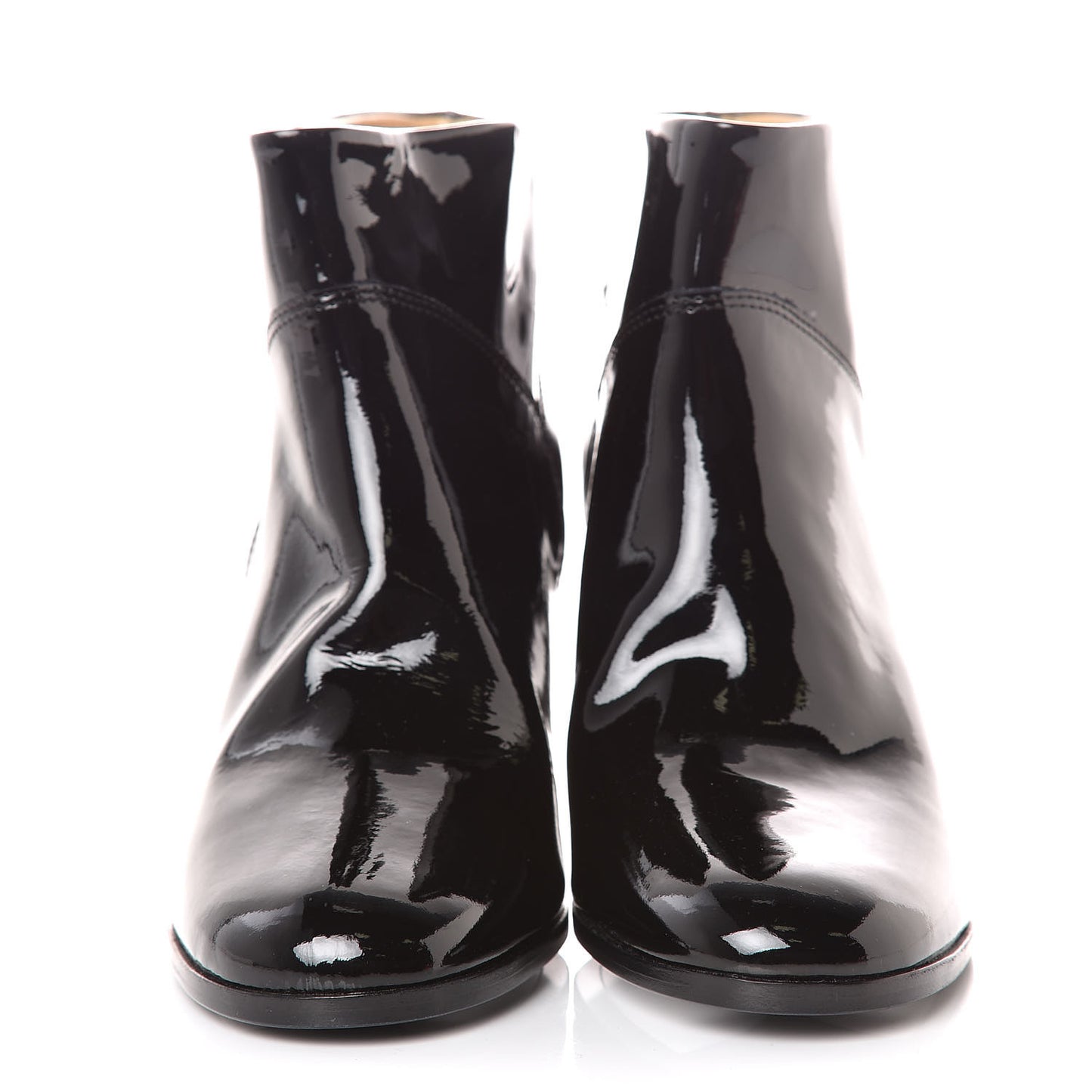 Patent Calfskin CC Ankle Boots 37.5 Black