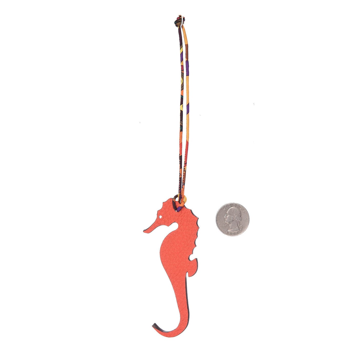 Togo Epsom Petit H Seahorse Bag Charm Capucine Blue Jean
