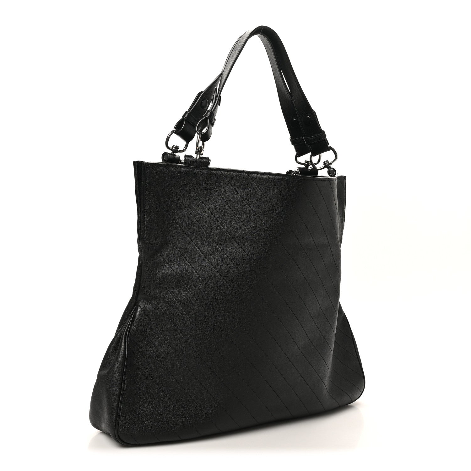 Gucci Sakai Be Green Calfskin Diagonal Stitched Medium Blondie Tote Black 3 of 11