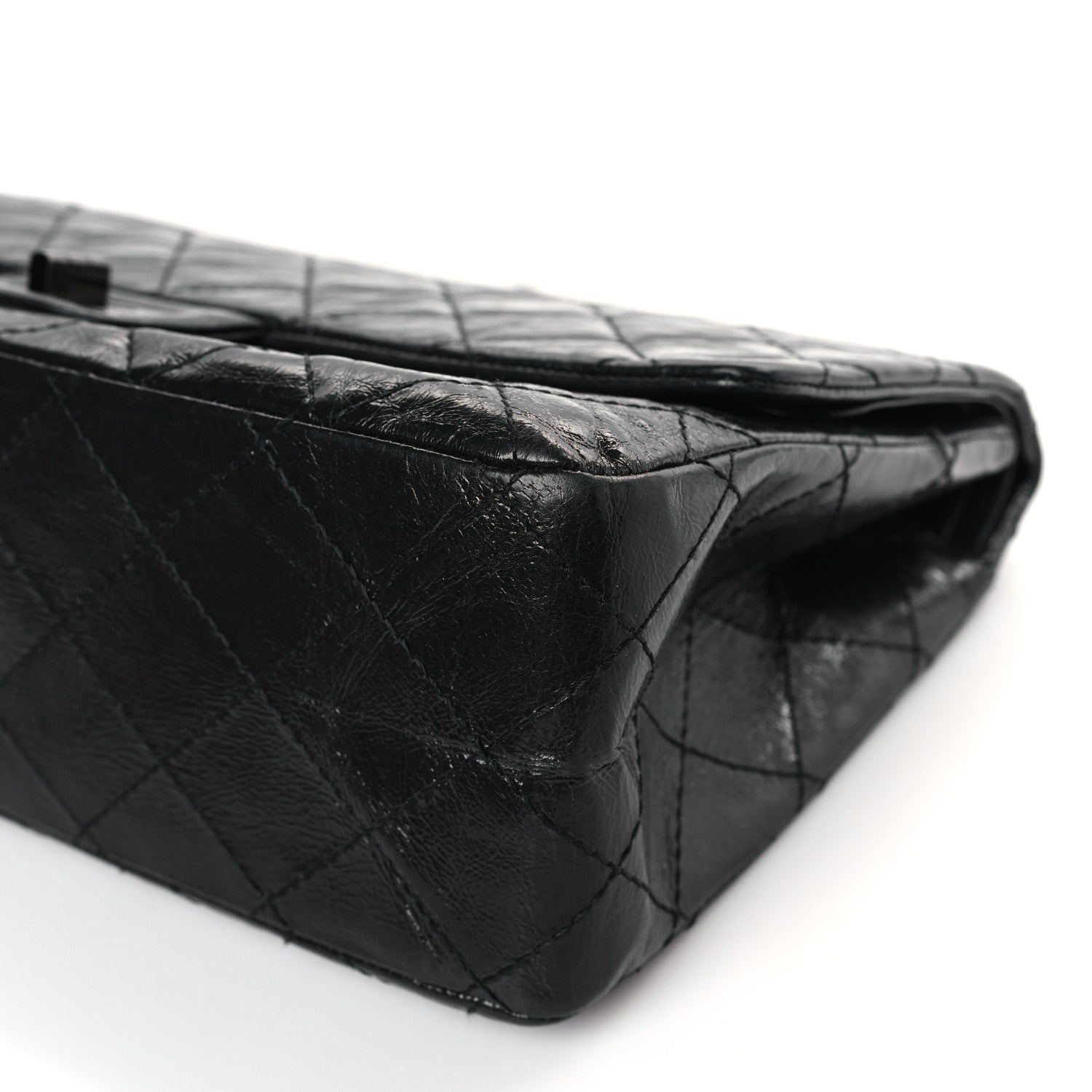 Chanel Glazed Aged Calfskin Quilted 2.55 Reissue 227 Flap So Black 9 of 10