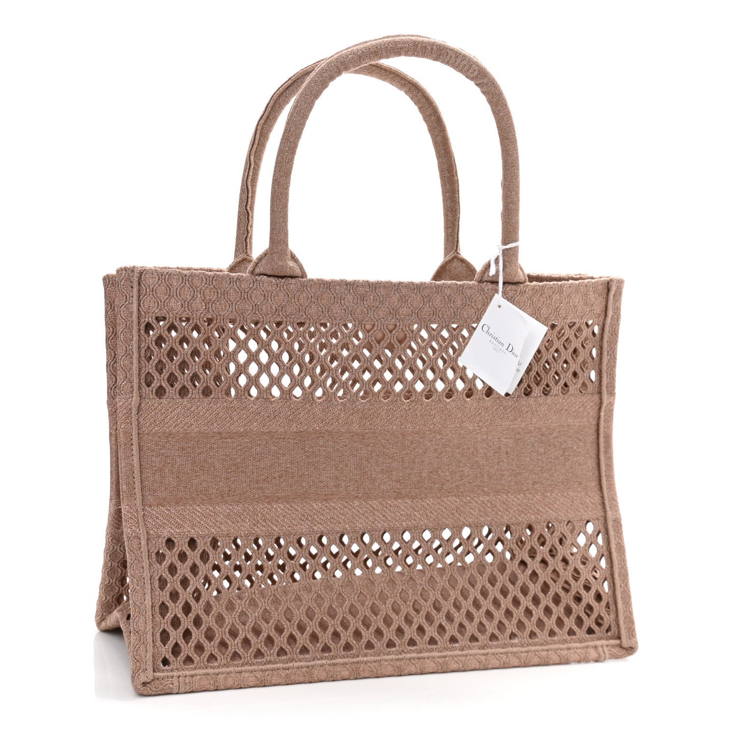 Mesh Embroidered Medium Book Tote Clay